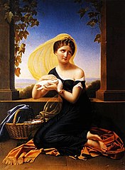 Jeanne-Élisabeth Chaudet, Jeune Fille pleurant son pigeon mort, 1808, musée des beaux-arts, Arras.