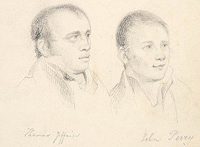 Thomas Jeffrey and John Perry, sketched by Thomas Bock in 1826. Jeffries & Perry SLNSW FL1076940.jpg