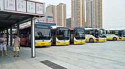 Buses outside Jiangmen East railway station.