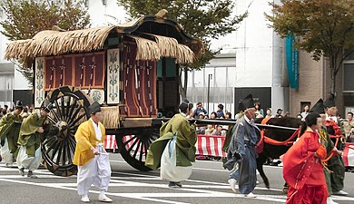 Reproduction Japanese aristocracy's bullock cart in Jidai Matsuri