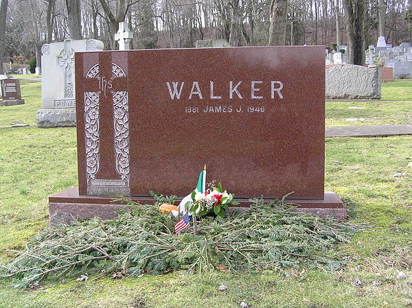The grave of Jimmy Walker in Gate of Heaven Cemetery