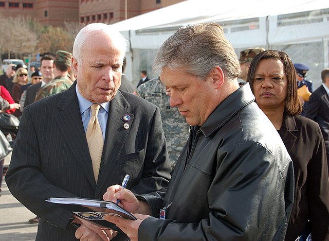 Senator John McCain interviewed at Fort Sam Houston, Texas, prior to the ribbon cutting ceremony of The Center for the Intrepid, a $50 million physica