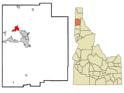 Location in Kootenai County and the state of Idaho