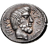 L. Titurius L.f. Sabinus. denarius, 89 BC, RRC 344-2c (cropped obverse).jpg