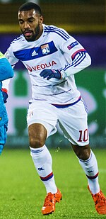 Lacazette playing for Lyon in 2015