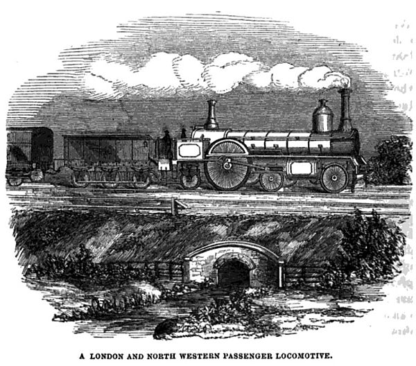 Illustration of a LNWR passenger locomotive, c. 1852