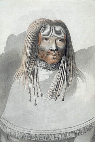 A Nuu-chah-nulth man drawn by John Webber, Captain Cook's official artist, c. 1778.