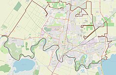 Mapa konturowa Krasnodaru, na dole znajduje się punkt z opisem „Sobór św. Aleksandra Newskiego”