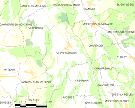 Mapa obce Villy-en-Auxois