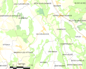 Poziția localității Villy-en-Auxois