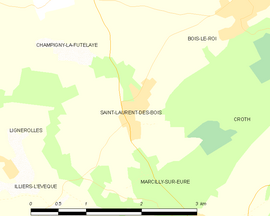 Mapa obce Saint-Laurent-des-Bois