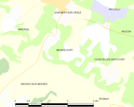 Mapa obce Branscourt