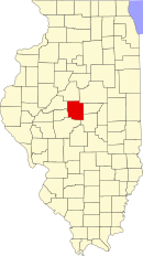 Map of Illinois highlighting Logan County