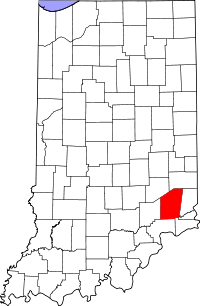 Locatie van Ripley County in Indiana
