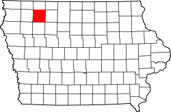 Map of Iowa highlighting Clay County.svg