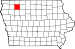 Map of Iowa highlighting Clay County.svg