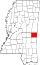 Map of Mississippi highlighting Lauderdale County.svg