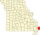 密西西比郡在密蘇里州的位置