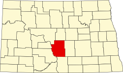 map of North Dakota highlighting Burleigh County