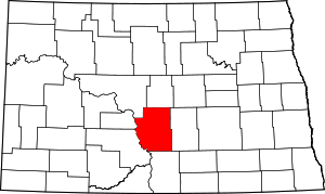 Map of North Dakota highlighting Burleigh County