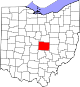 Localização do Map of Ohio highlighting Licking County