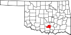 Harta statului Oklahoma indicând comitatul Murray