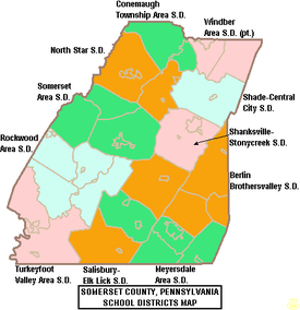 Map of Somerset County, Pennsylvania School Districts Map of Somerset County Pennsylvania School Districts.png