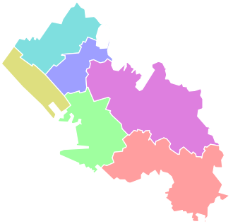 Mapa čtvrtí města Čiba.