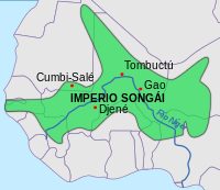 L'imperiu Songhai, hacia 1500.