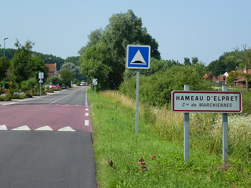 File:Marchiennes (Nord, Fr) Elpret, city limit sign.JPG