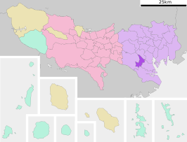 Situering van Meguro in de prefectuur Tokio