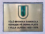 Minnestavla över Villa Ulfåsa vid Barnets Borg väg 2a
