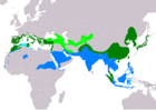 Aire de répartition du Monticole merle-bleu