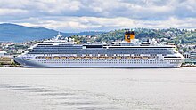 Left side view of cuise ship Costa Pacifica in Trondheim, Norway (June 2018)