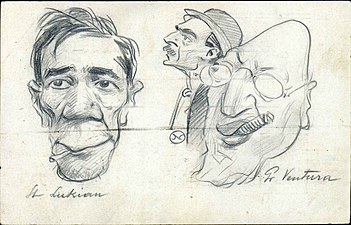 NSPetrescuGaina - Caricaturile him Stefan Luchian, Nicolae Petrescu-Gaina si a lui Grigore Ventura.jpg