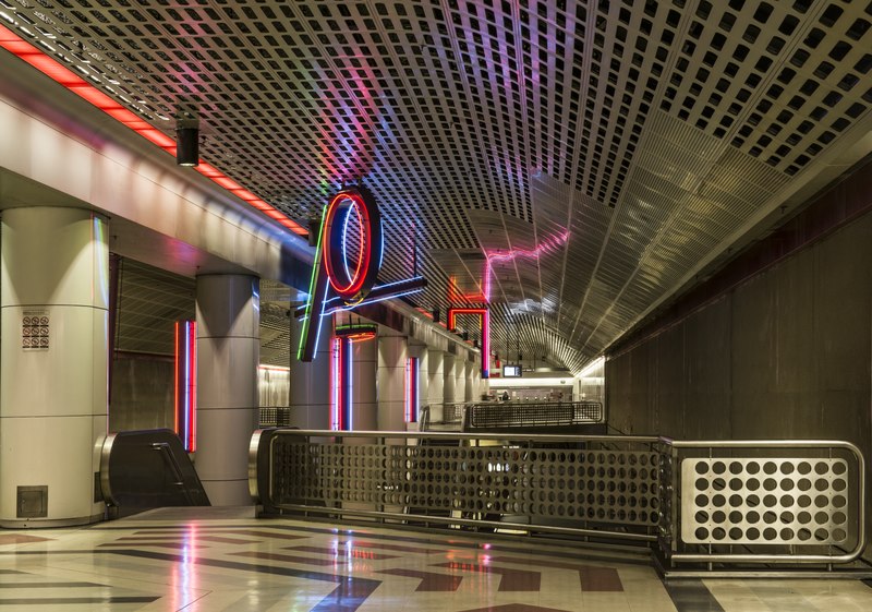 File:Neon art inside the Pershing Square Metro subway station in downtown Los Angeles, California LCCN2013631610.tif