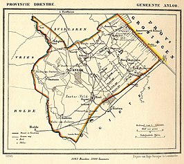 Annen op een kaart van de voormalige gemeente Anloo uit 1866