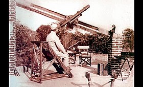 Colonel R E Fox looking through the telescope Nizamia observatory Hyderabad, Colonel R E Fox.jpg
