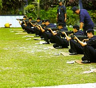 Recruits of Malaysian Police Force training with their MP5's.