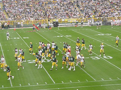 The team leaving the field after the inter-squad scrimmage in preseason, August 2004 Packers leave the field in 2004.jpg