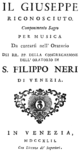 Paolo Scalabrini - Il Giuseppe riconosciuto - titlepage of the libretto - Venice 1742.png