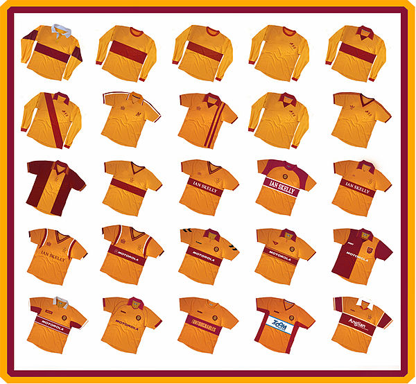 A montage of Motherwell F.C. kits from 1935 to 2006