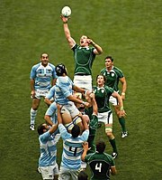 Argentina against Ireland during the 2007 Rugby World Cup held in France. Paul O'Connell Ireland Rugby.jpg