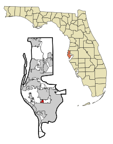 Contea di Pinellas Florida aree incorporate e non incorporate Kenneth City Highlighted.svg