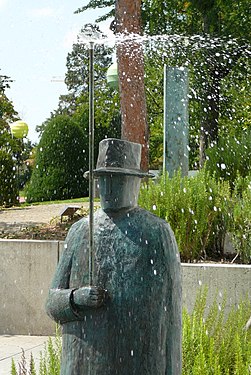 Pluie by Jean-Michel Folon, in Lausanne, Switzerland