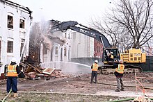 Governor Larry Hogan demolishing vacant buildings in Sandtown-Winchester, 2018 Project CORE (41028859772).jpg