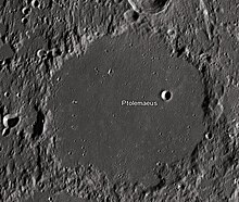 Ptolemaeus crater and its satellite craters taken from Earth in 2012 at the University of Hertfordshire's Bayfordbury Observatory with the telescopes Meade LX200 14" and Lumenera Skynyx 2-1 Ptolemaeus lunar crater map.jpg