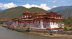 Puntang Dechen Phodrang Dzong in Punakha, or "Punakha Dzong", Bhutan.