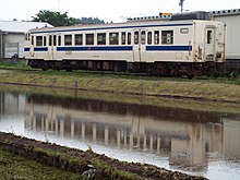 Railway carriage stuck near Akamizu station shortly after the 2016 earthquakes