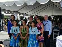 Gabbard at the IUCN World Conservation Congress in Hawaii in September 2016 Rep. Gabbard, Secretary Jewell, First Lady Ige, and Chief Tidwell at IUCN 2016 Kupu Young Leaders event. (28779901473).jpg